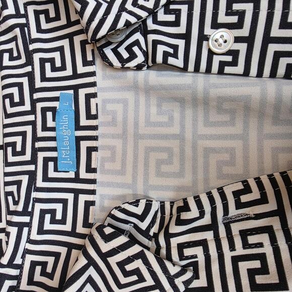 J. McLaughlin Women's Black & White Geometric Button-Up Dress - Size L - Picture 2 of 6